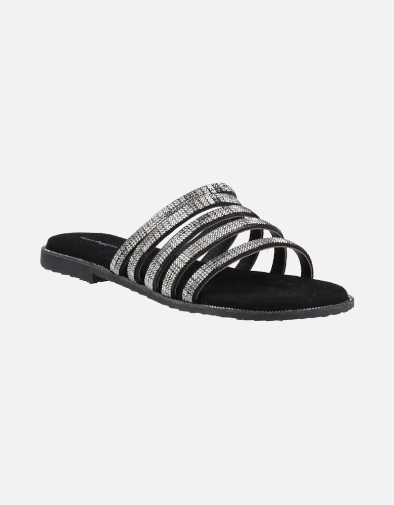 Paris Slide Suede Women's Black/Silver Sandals