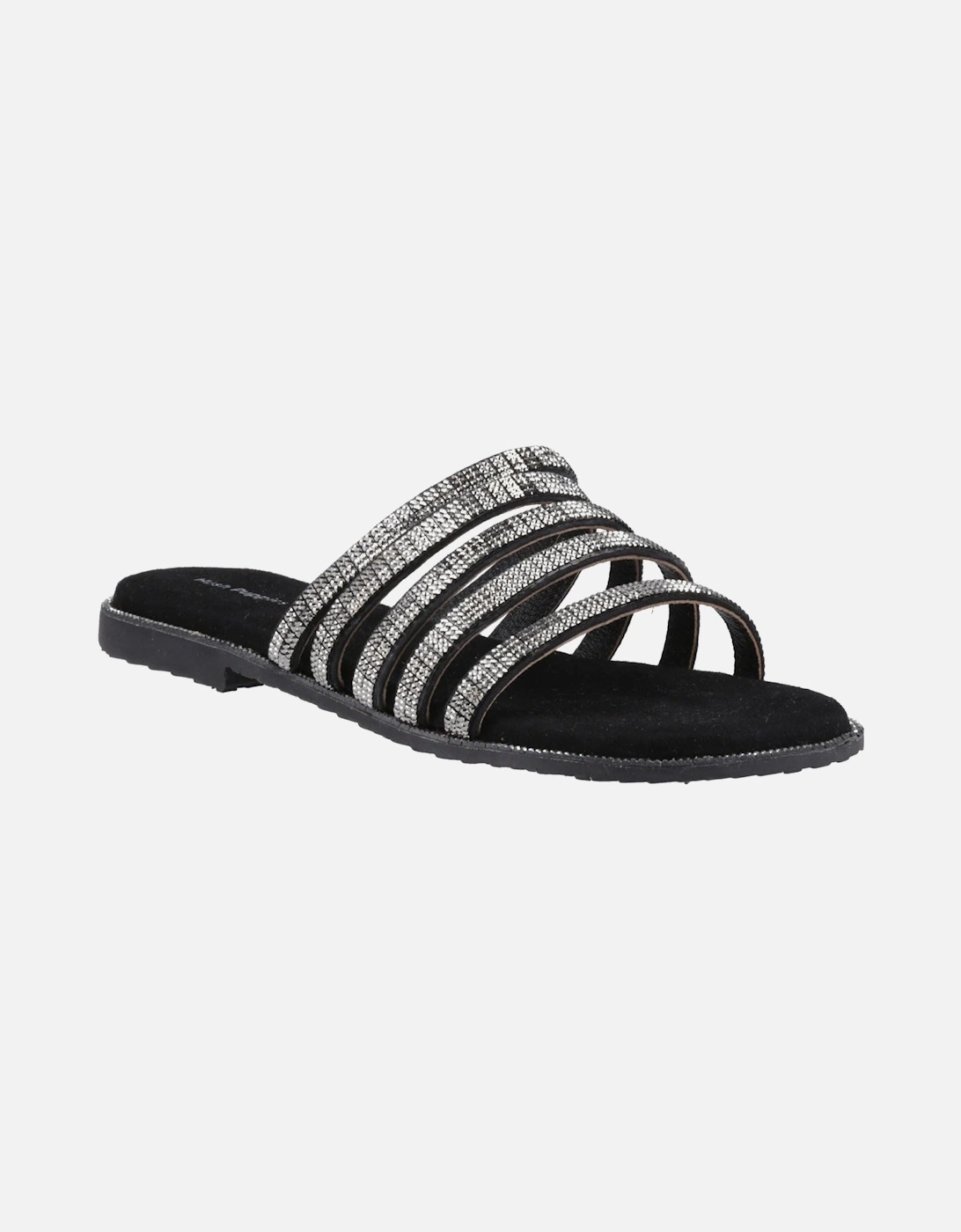 Hush Puppies Paris Suede Slide Sandals for Women, Comfortable Slip On Flat Footwear in Silver, UK 5