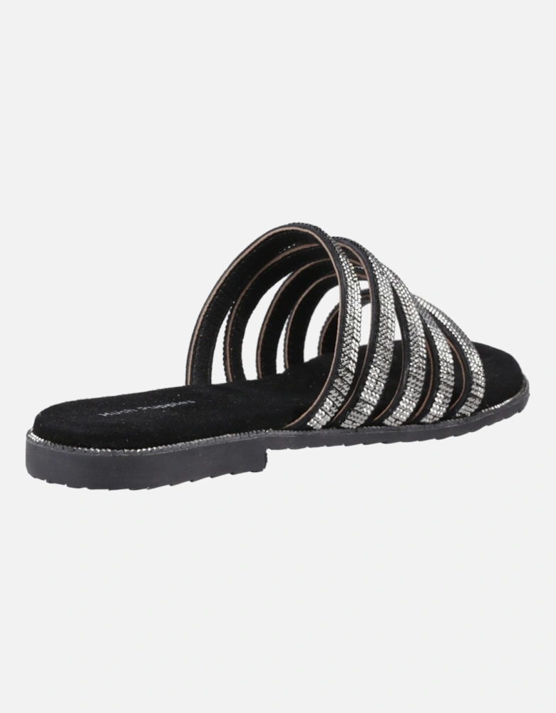Paris Slide Suede Women's Black/Silver Sandals