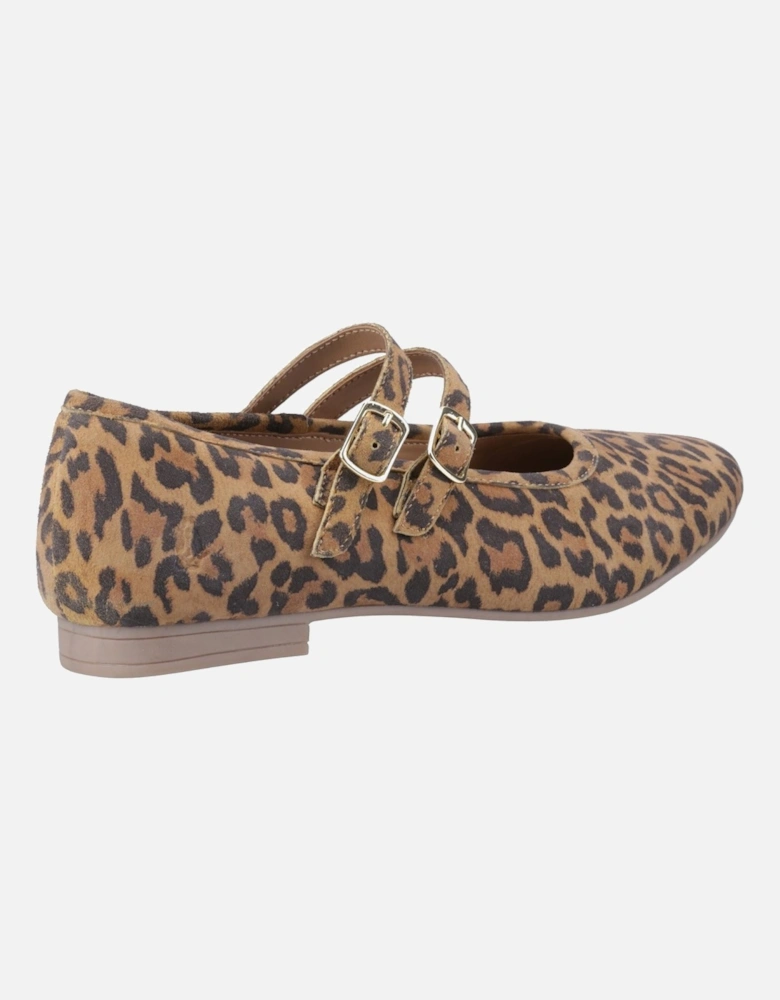 Nancy Mary Jane Leather Women's Leopard Flats