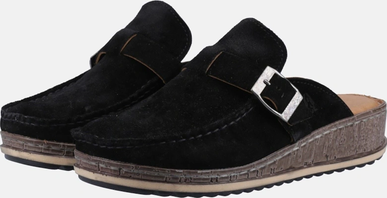 Sorcha Mule Leather Women's Black Suede Sandals