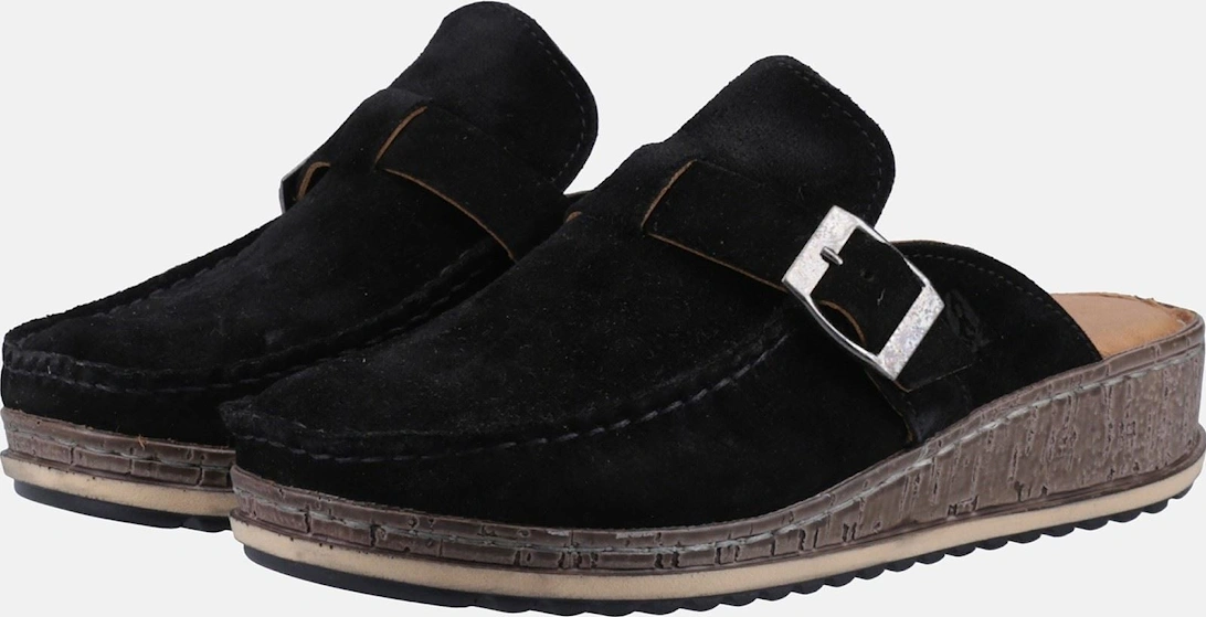 Sorcha Mule Leather Women's Black Suede Sandals