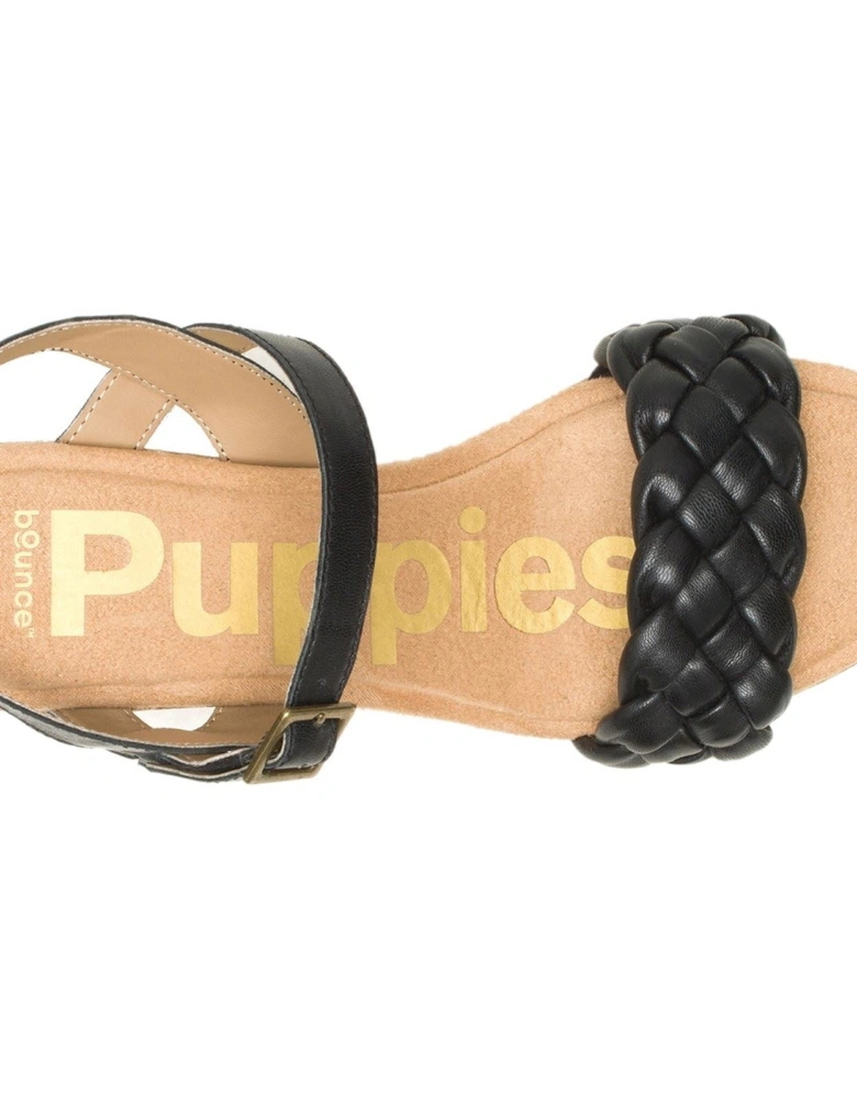 Poppy Quarter Strap Leather Women's Black Sandals