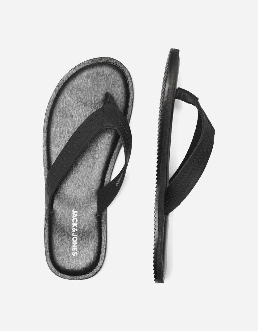 Washton Leather Men's Anthracite Flip Flops