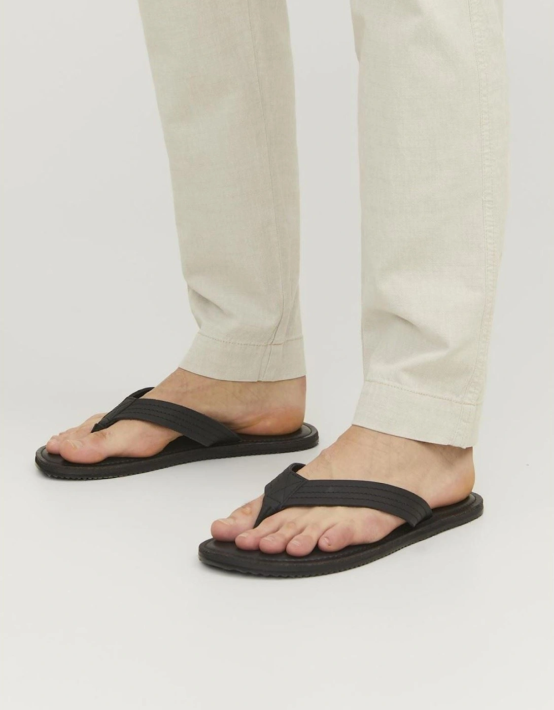 Washton Leather Men's Anthracite Flip Flops