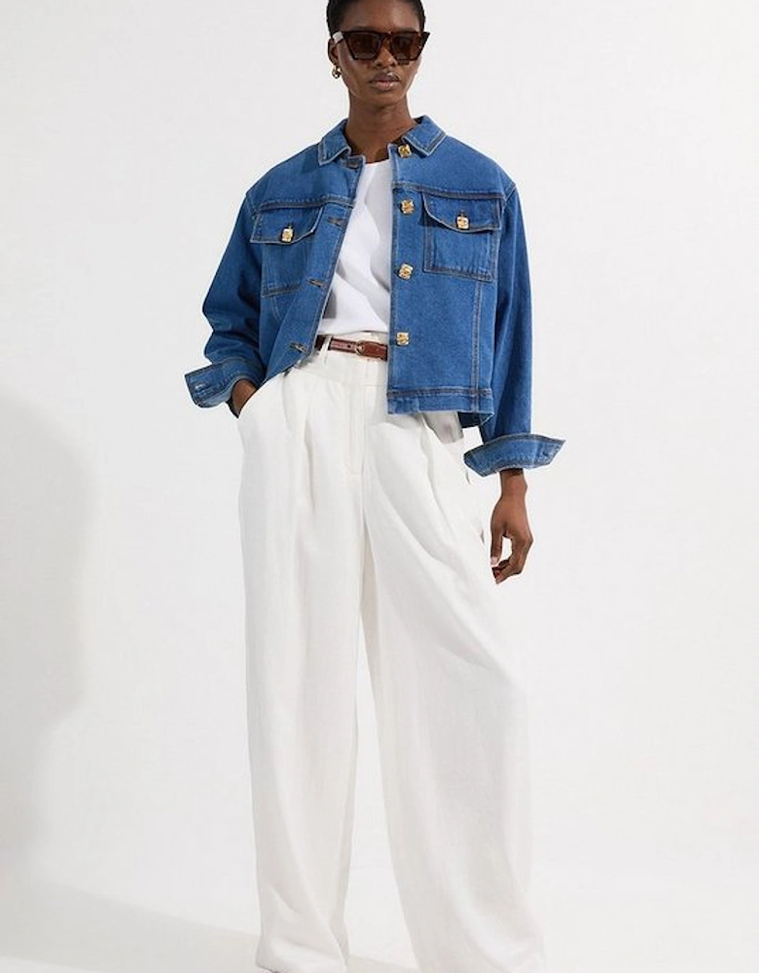 Denim Button Front Tailored Jacket, 5 of 4
