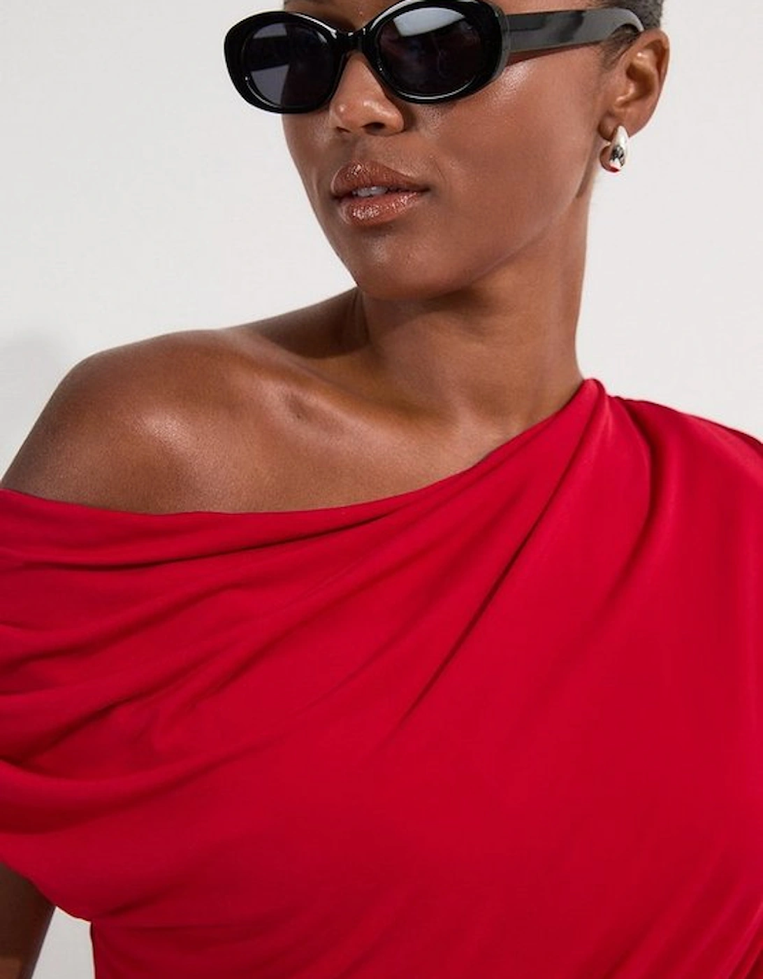Plus Size Jersey Crepe Asymmetric Bodysuit, 2 of 1