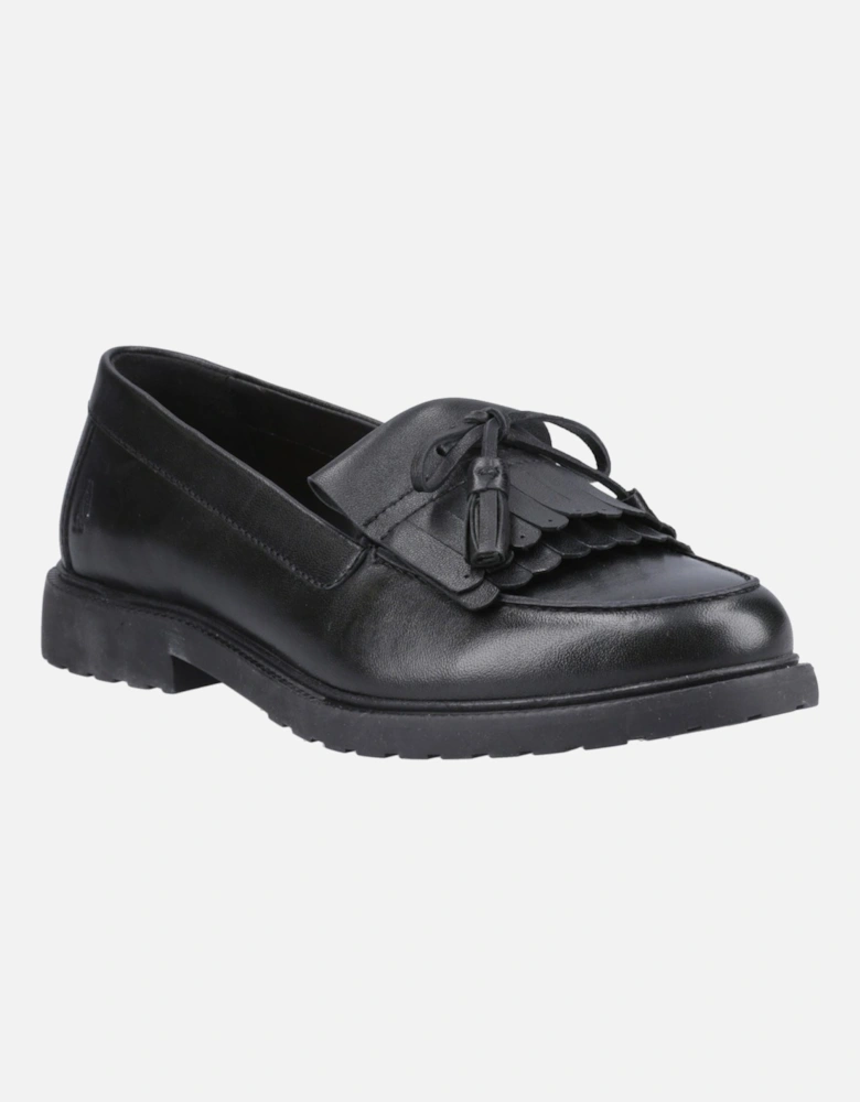 Verity Kiltie Leather Women's Black Loafers