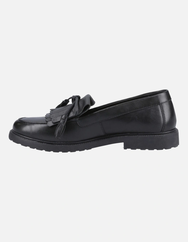 Verity Kiltie Leather Women's Black Loafers