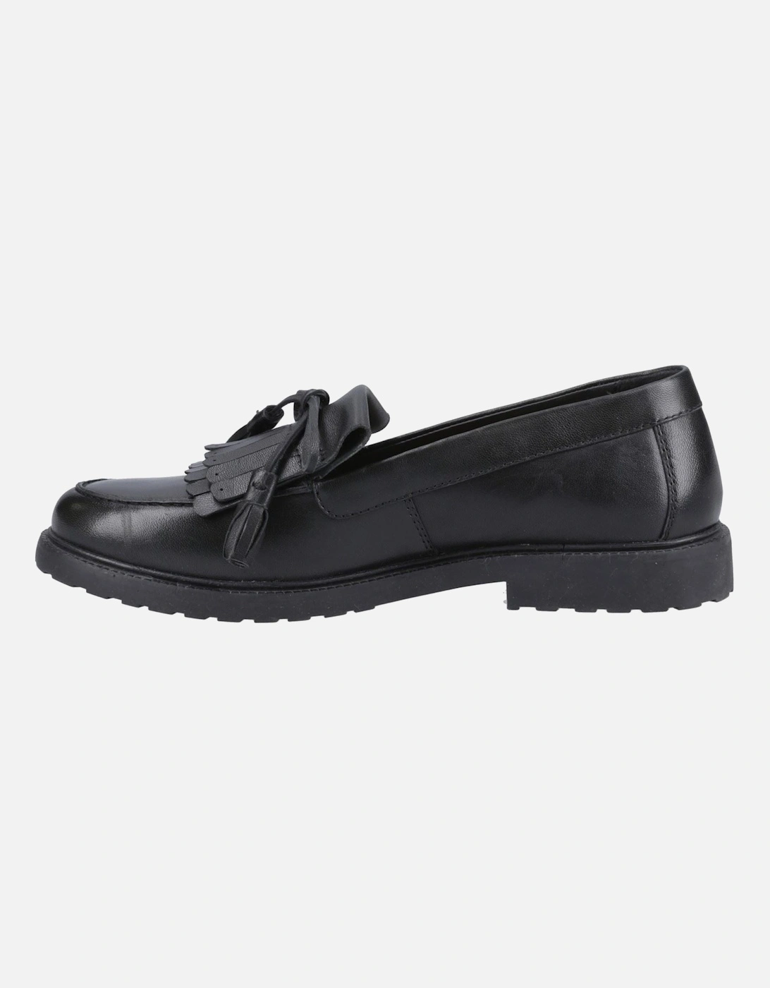 Verity Kiltie Leather Women's Black Loafers