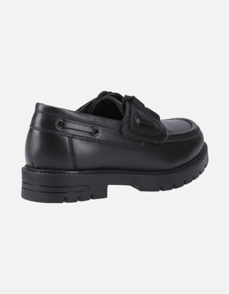 Lucy Leather Girls's Black Boat Shoes