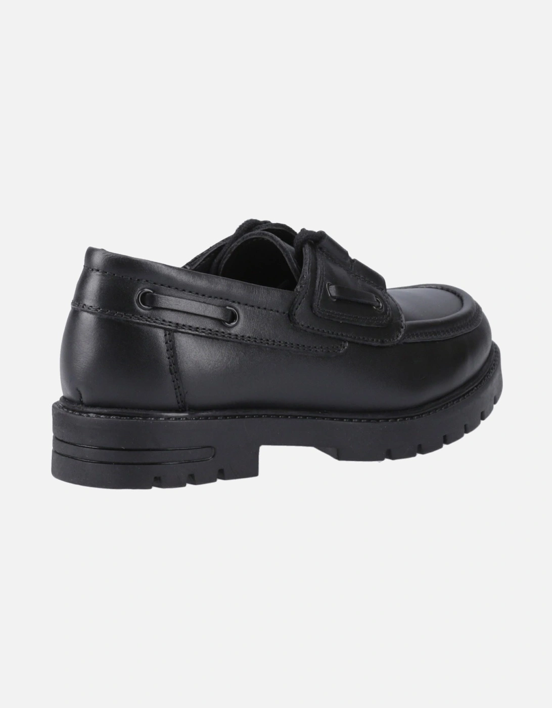 Lucy Leather Girls's Black Boat Shoes