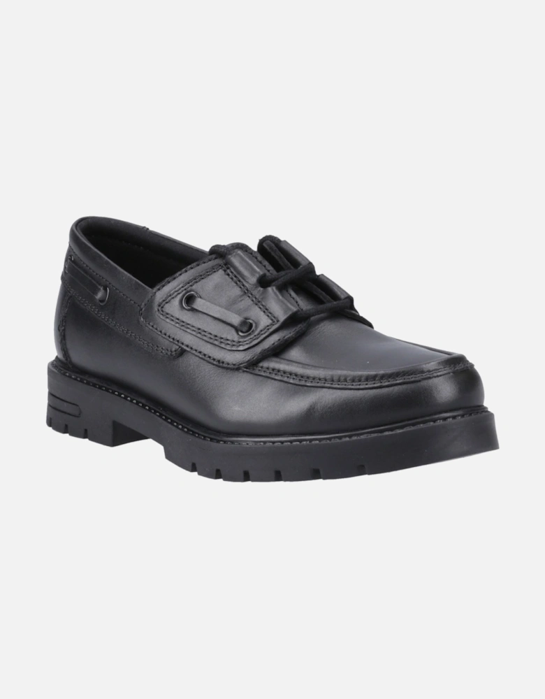 Lucy Leather Girls's Black Boat Shoes