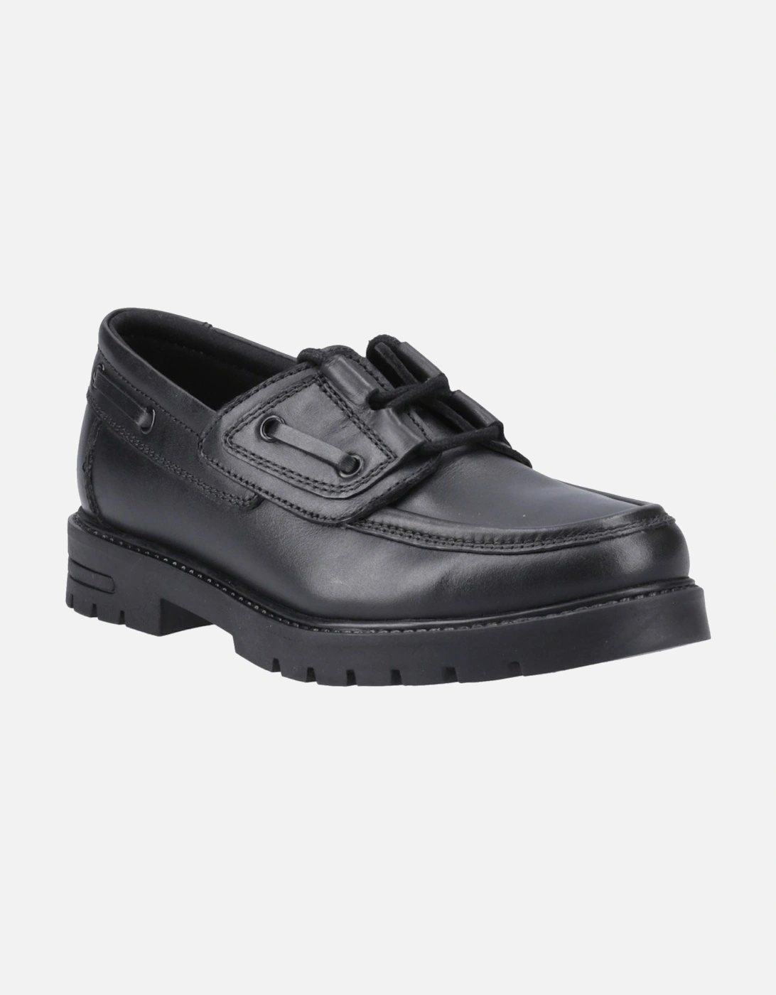 Lucy Leather Girls's Black Boat Shoes, 6 of 5