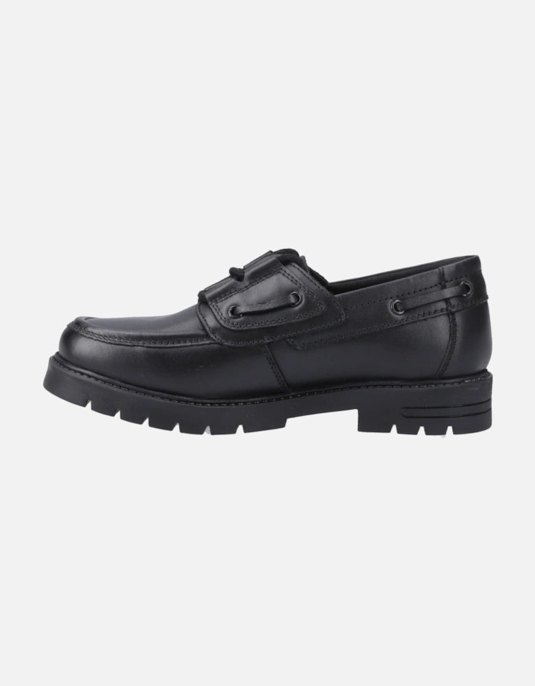 Lucy Leather Girls's Black Boat Shoes