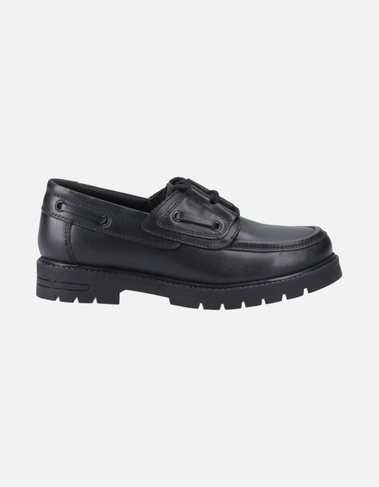 Lucy Leather Girls's Black Boat Shoes