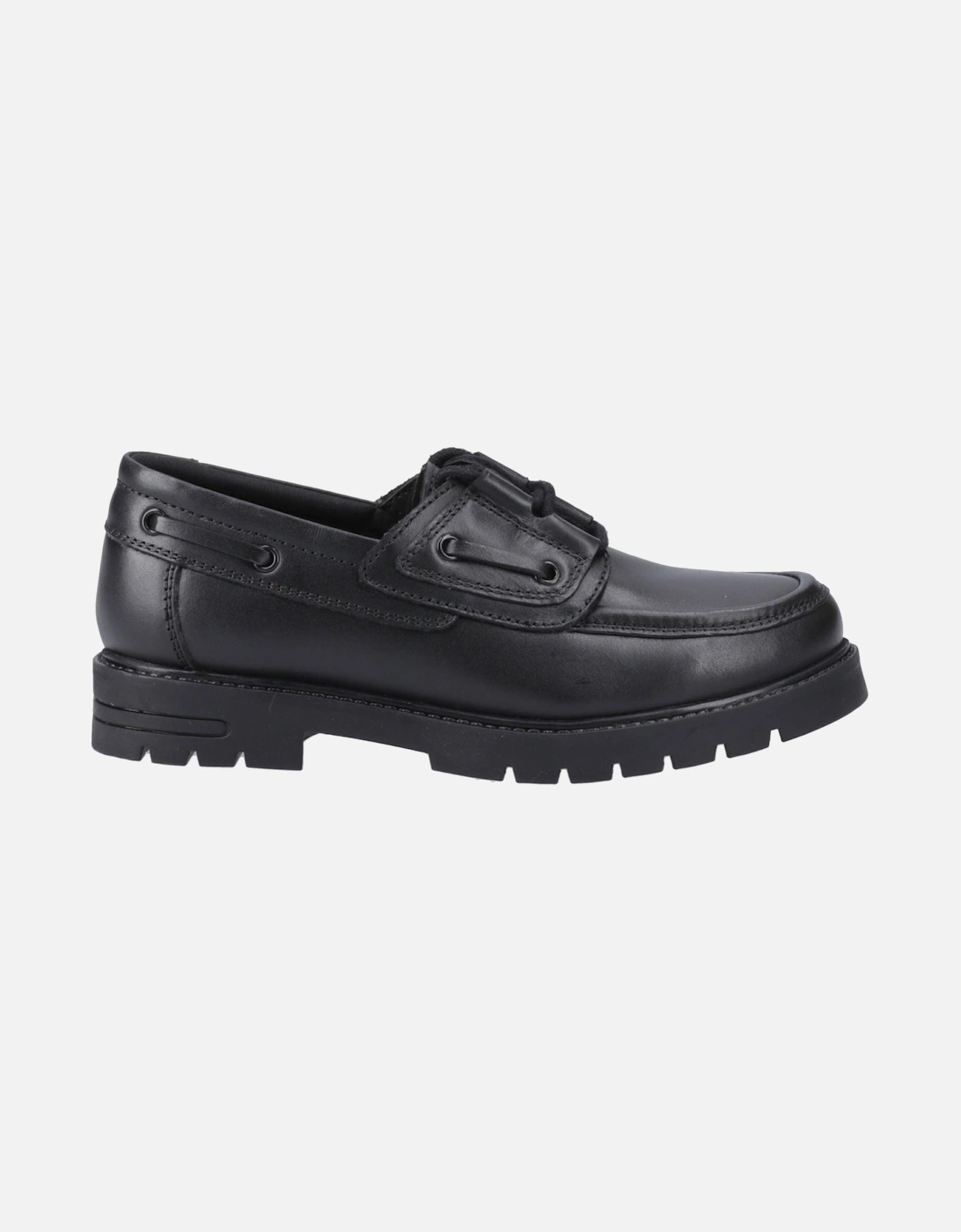 Lucy Leather Girls's Black Boat Shoes