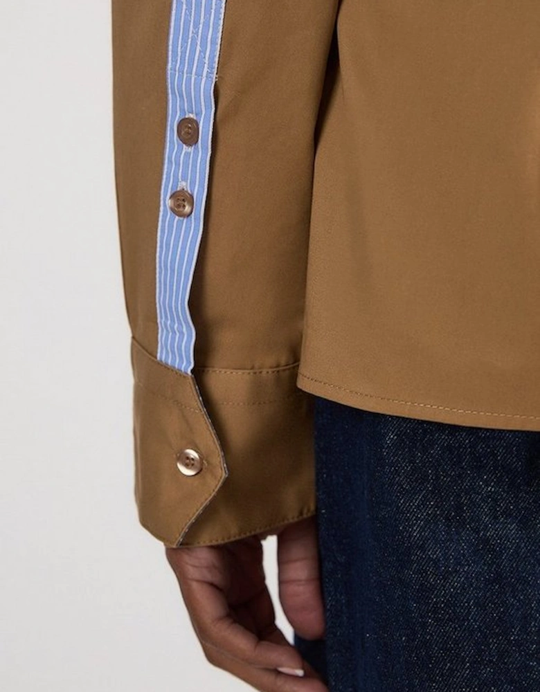 Plus Size Cotton Contrast Tailored Shirt