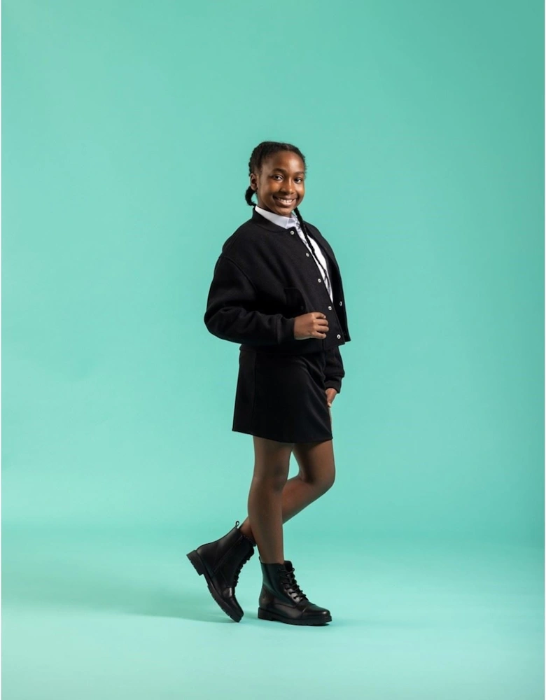 Lauren Senior Leather Girls's Black Boots