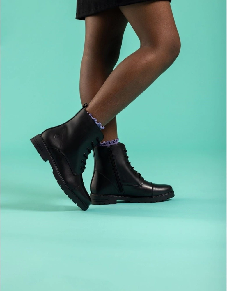 Lauren Senior Leather Girls's Black Boots