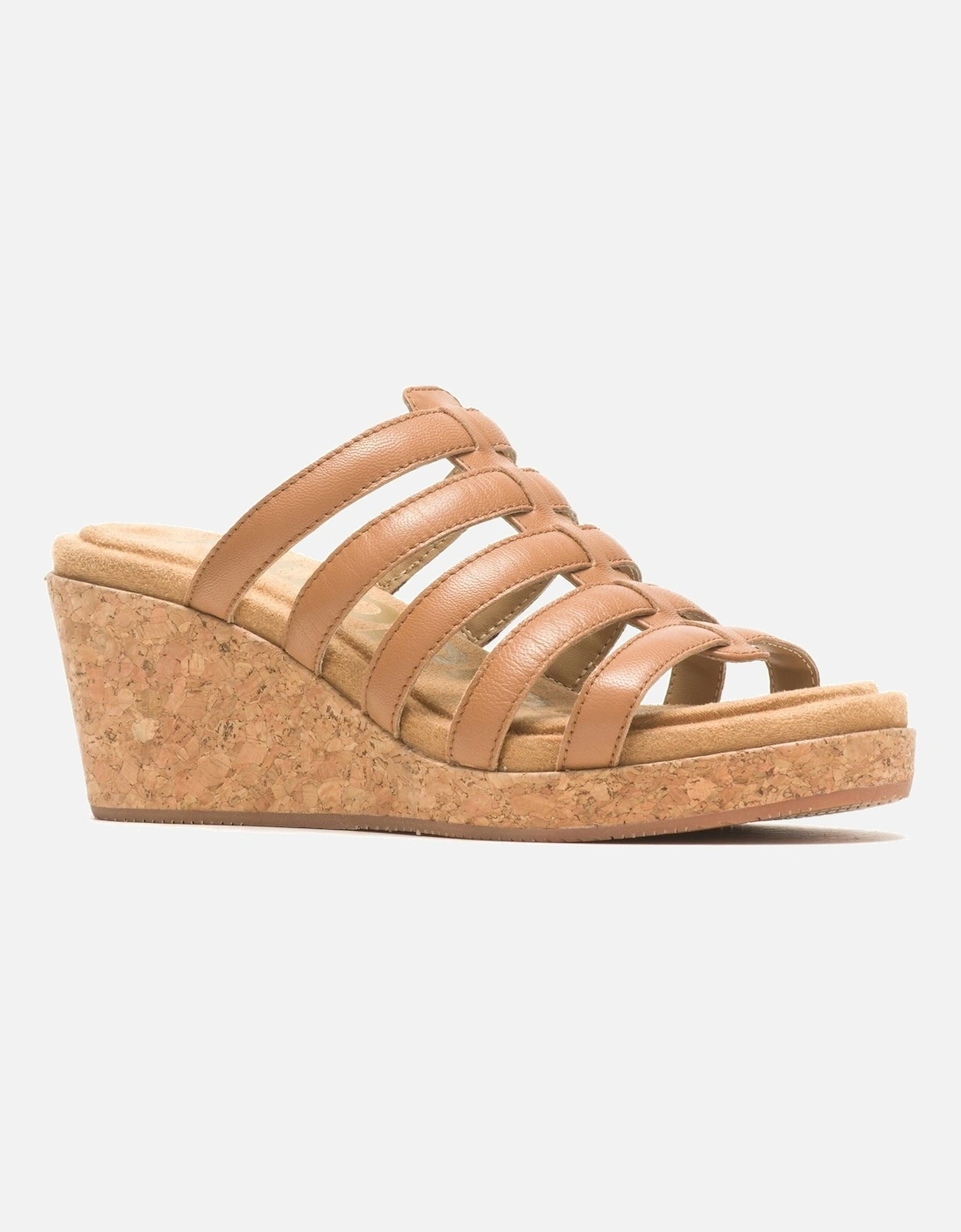 Hush Puppies Women's Hush Puppies Willow Slide Leather Women's Tan Wedges - Brown