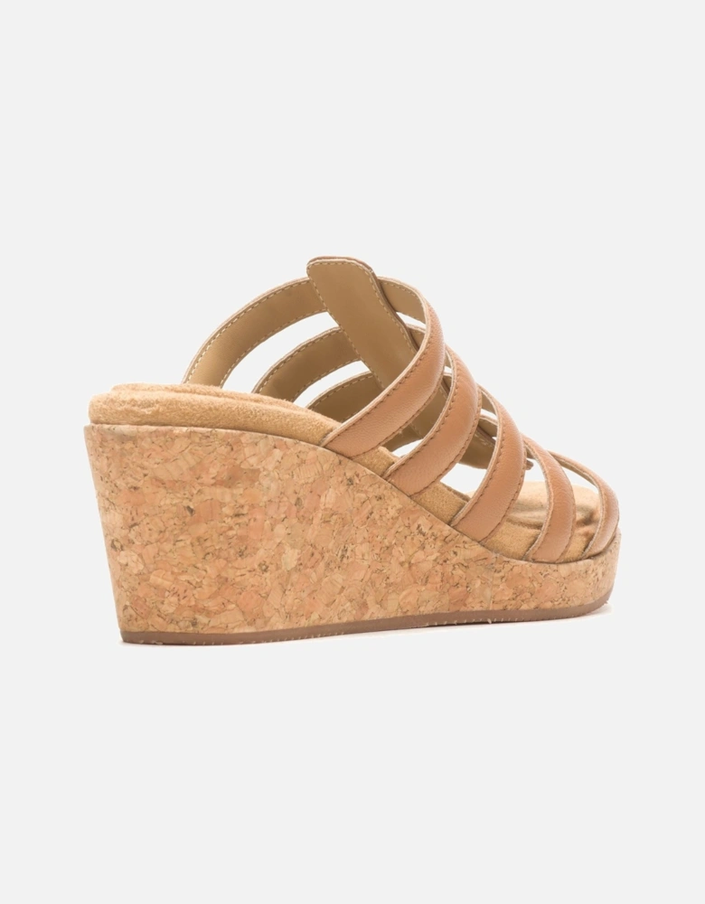 Willow Slide Leather Women's Tan Wedges