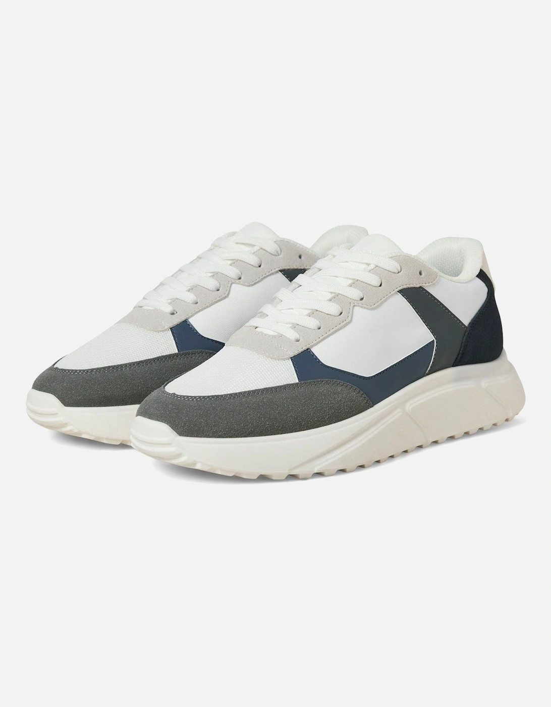 Aspire Runner Polyurethane Men's White Castlerock/Navy Blazer Trainers, 7 of 6