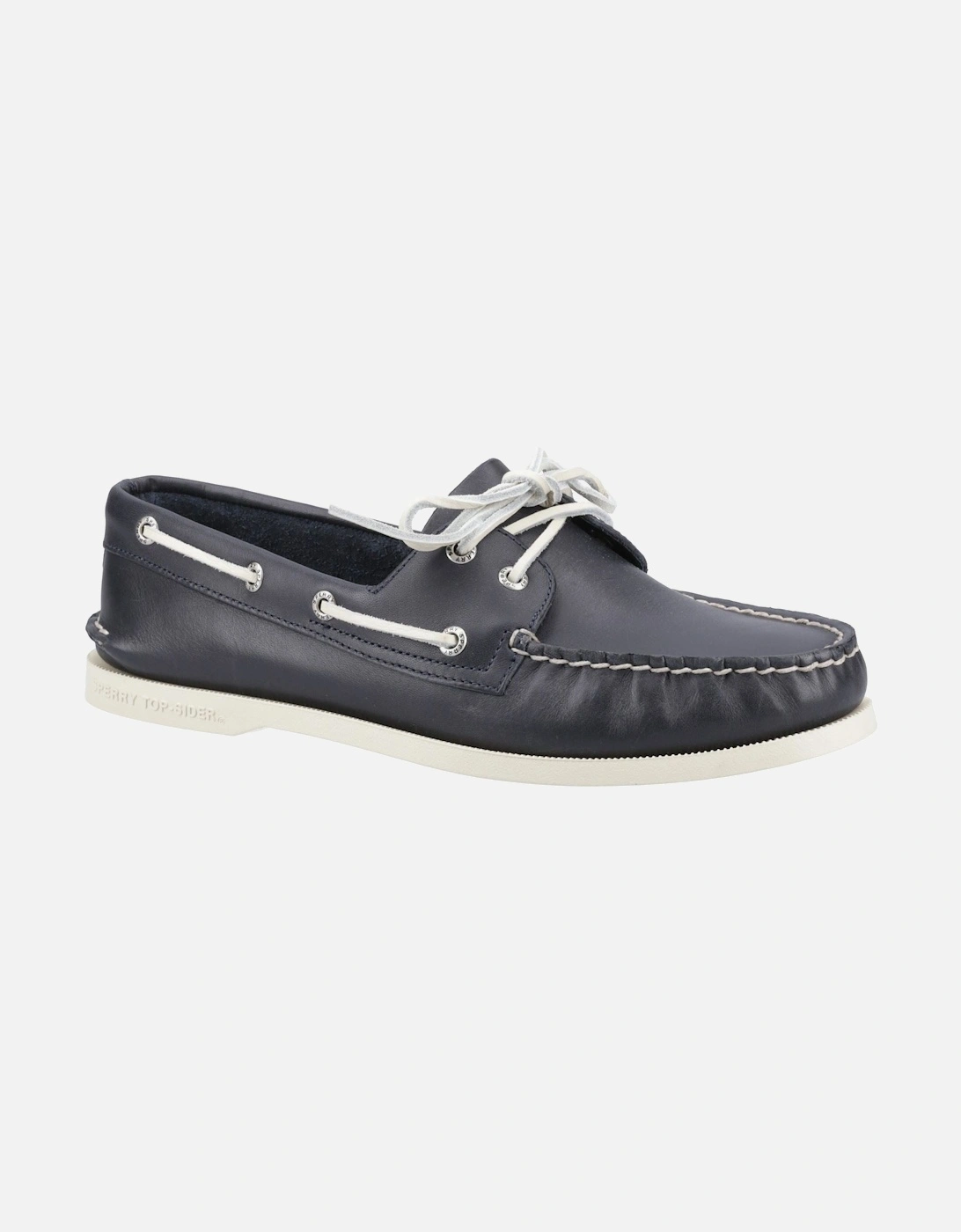 Sperry Authentic 2 Eye Leather Men's Navy Boat Shoes, 10 of 9