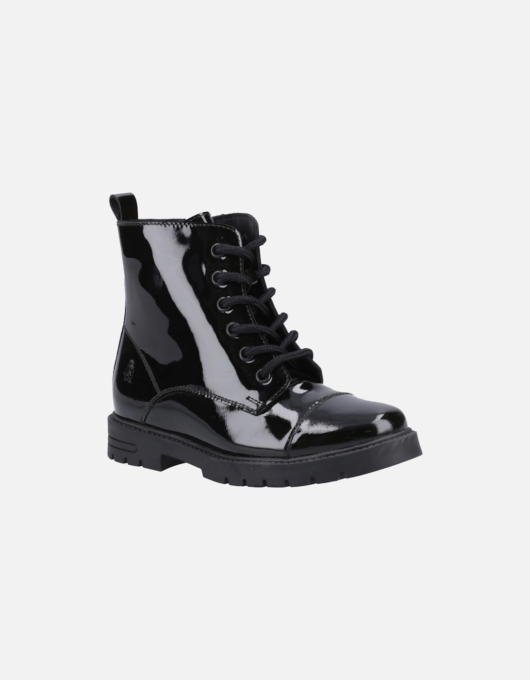 Hush Puppies Girls Black  Lauren Patent Leather Junior Boots - Size UK 12 / Eu 30.5 / Us 12.5 Kids