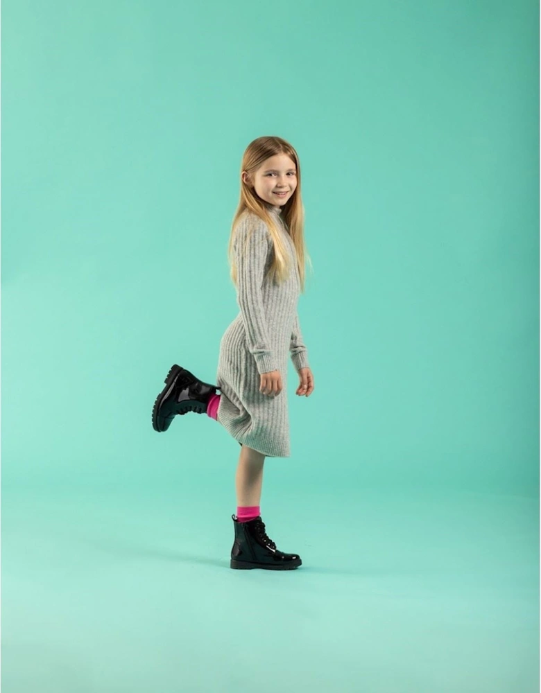 Lauren Patent Junior Leather Girls's Black Boots