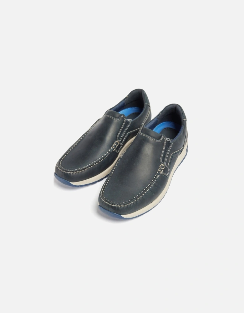 Sean Leather Men's Navy Boat Shoes