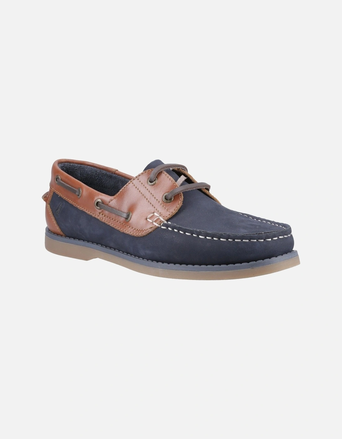 Hush Puppies Men's Hush Puppies Wilson Leather Men's Navy/Tan Boat Shoes