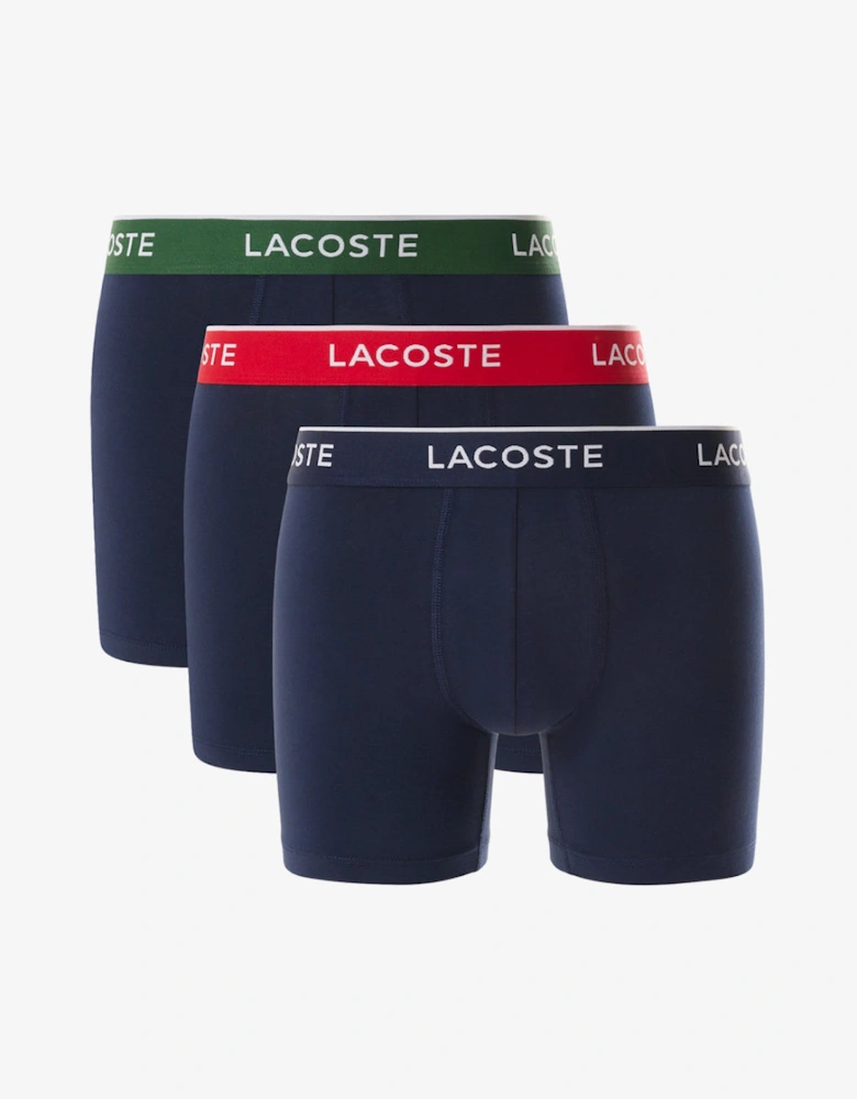 3-Pack Stretch Cotton Boxer Briefs, Navy/Green/Red