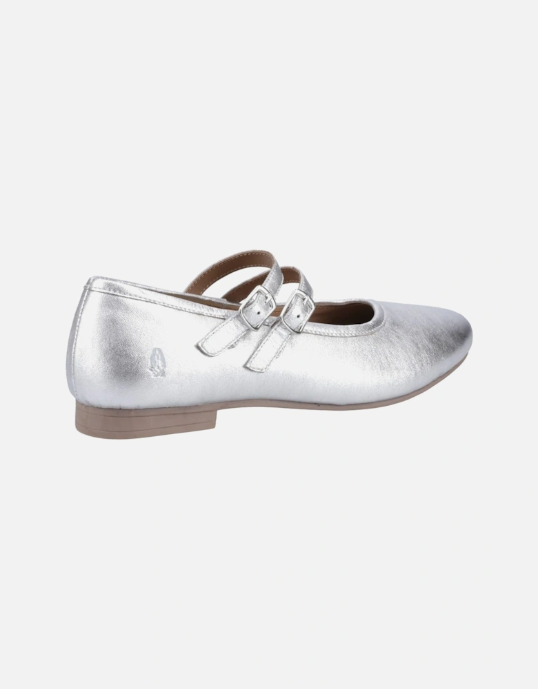 Nancy Mary Jane Leather Women's Silver Flats