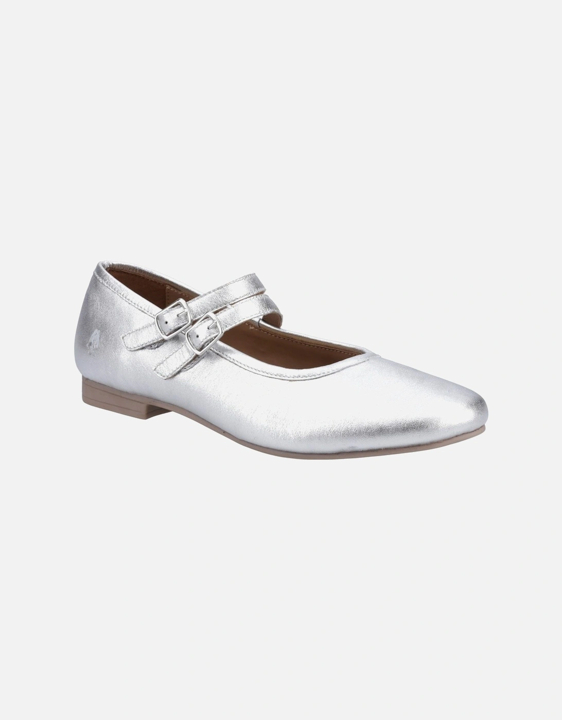 Nancy Mary Jane Leather Women's Silver Flats, 6 of 5