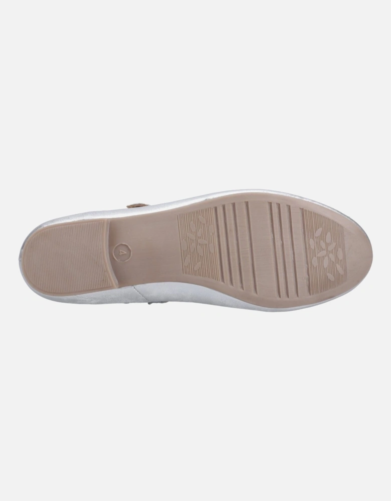 Nancy Mary Jane Leather Women's Silver Flats