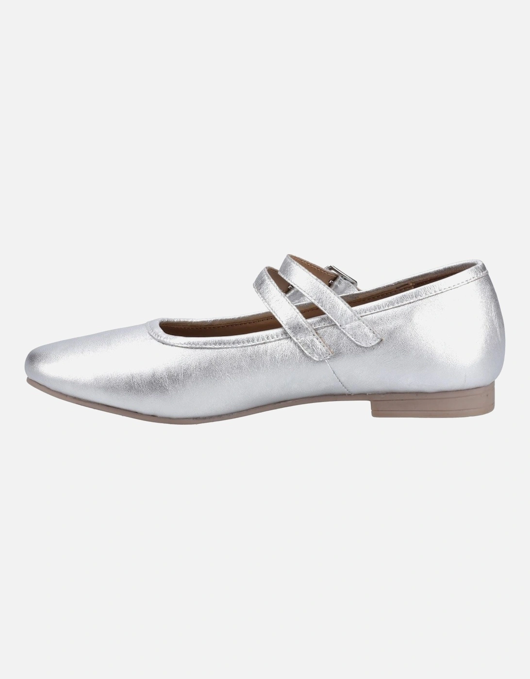 Nancy Mary Jane Leather Women's Silver Flats