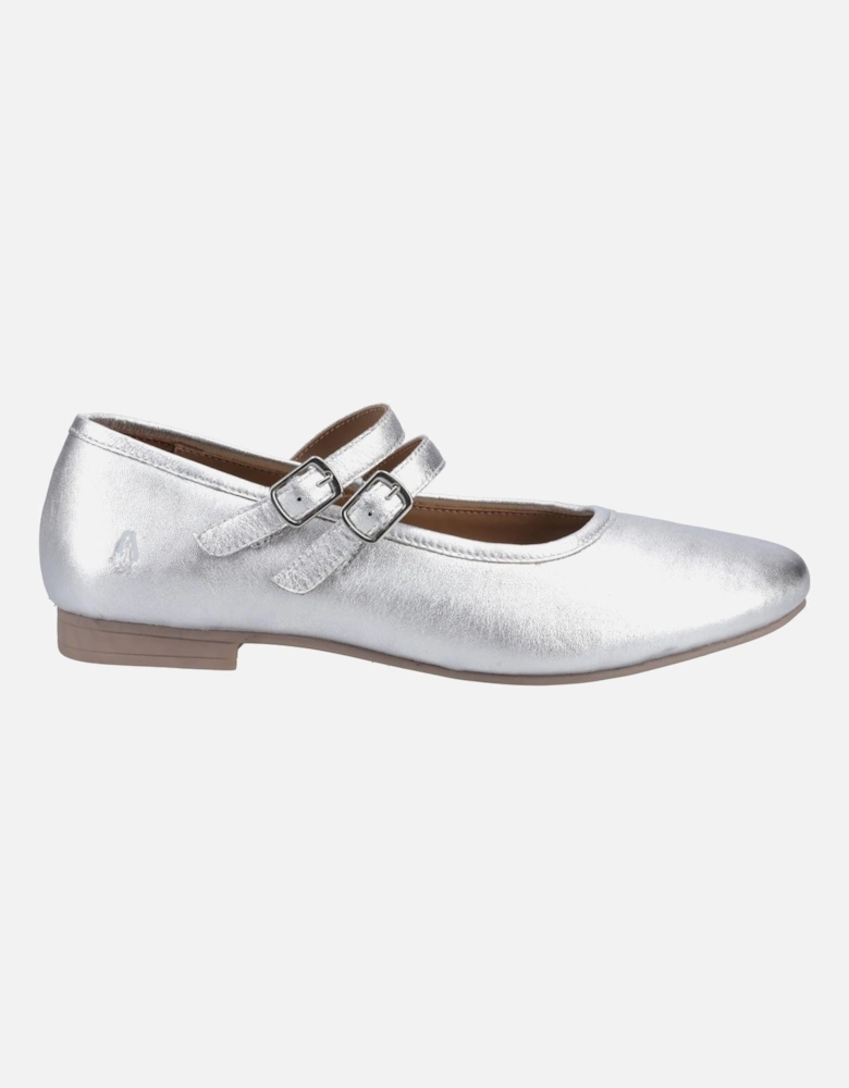 Nancy Mary Jane Leather Women's Silver Flats