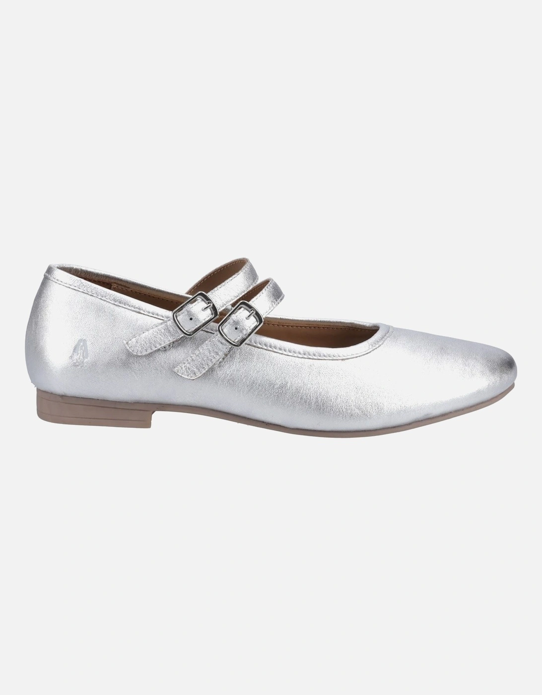 Nancy Mary Jane Leather Women's Silver Flats