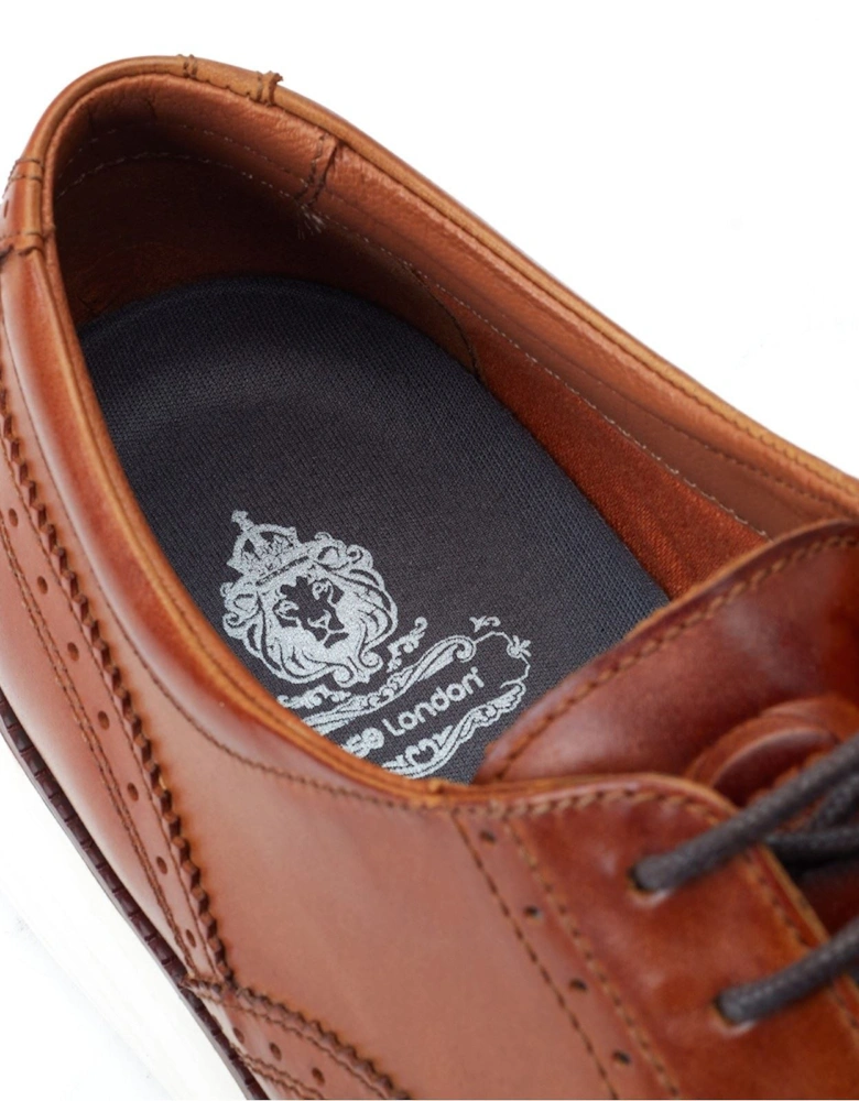 London Flight Leather Men's Burnt Tan Brogues Shoes