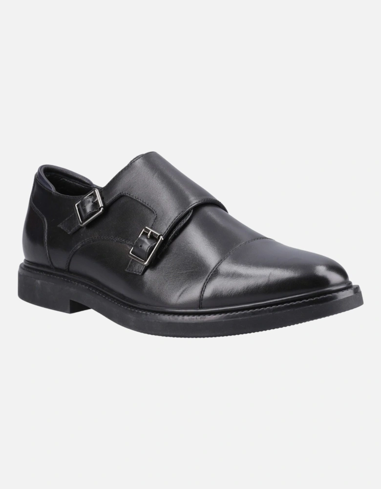 Kane Leather Men's Black Double Monk Shoes