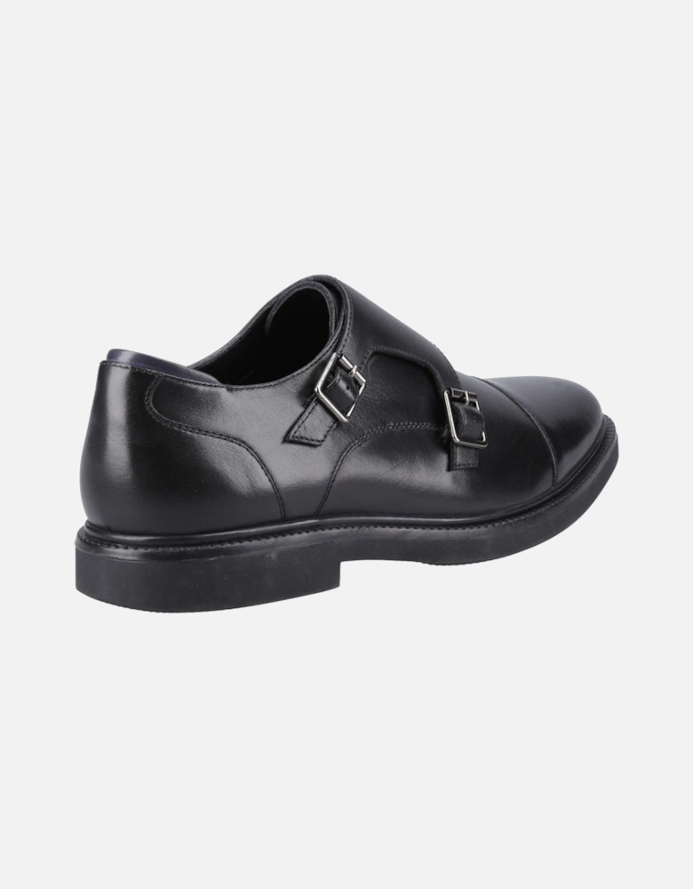 Kane Leather Men's Black Double Monk Shoes
