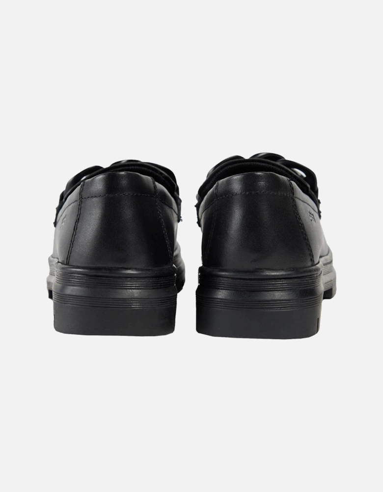 Mina Leather Girls's Black Loafers