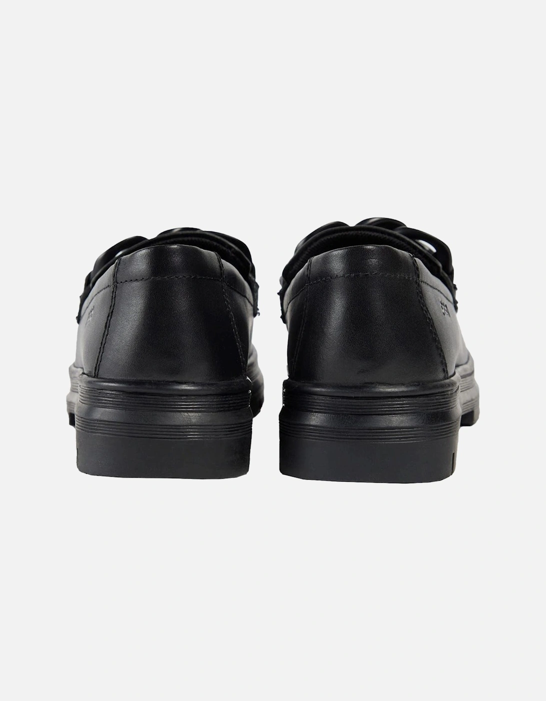 Mina Leather Girls's Black Loafers