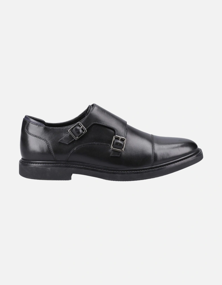 Kane Leather Men's Black Double Monk Shoes