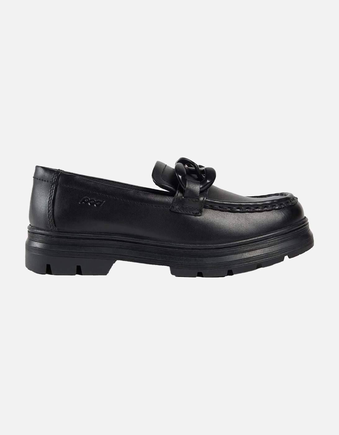 Mina Leather Girls's Black Loafers