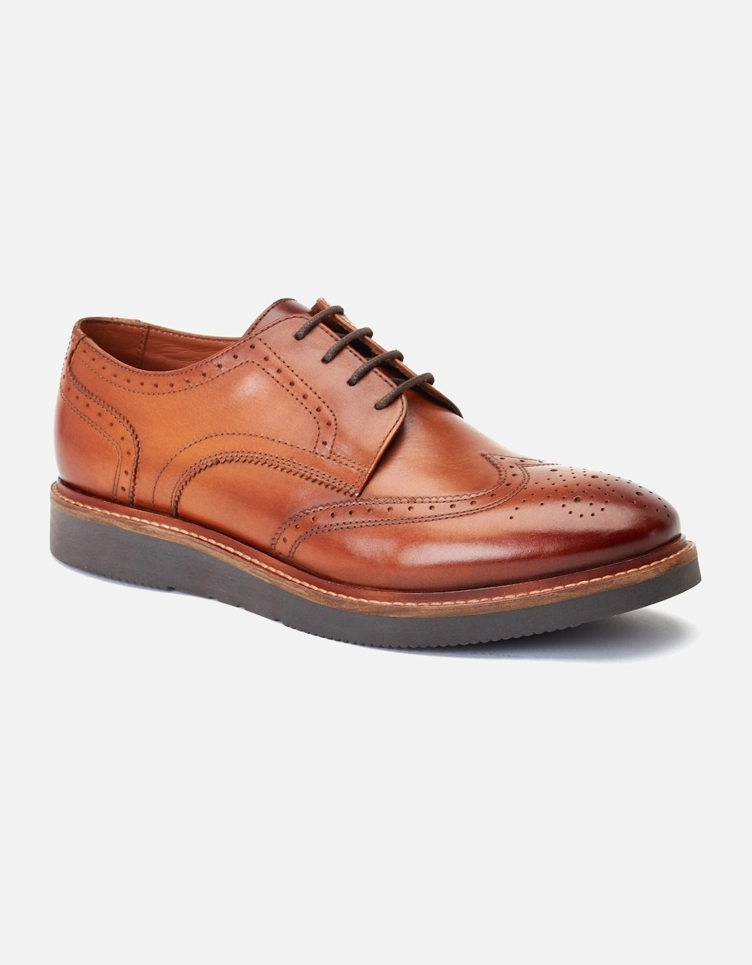 London Joe Leather Men's Burnt Tan Brogues Shoes, 7 of 6