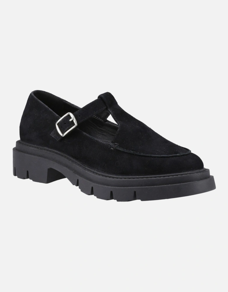 Nella T-Bar Suede Women's Black Shoes