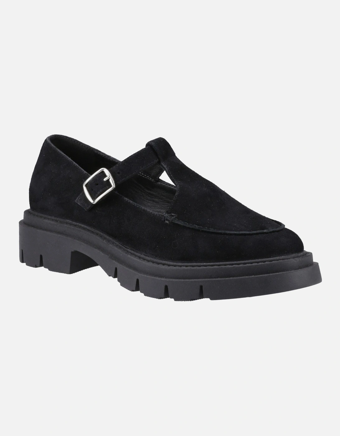 Nella T-Bar Suede Women's Black Shoes, 6 of 5