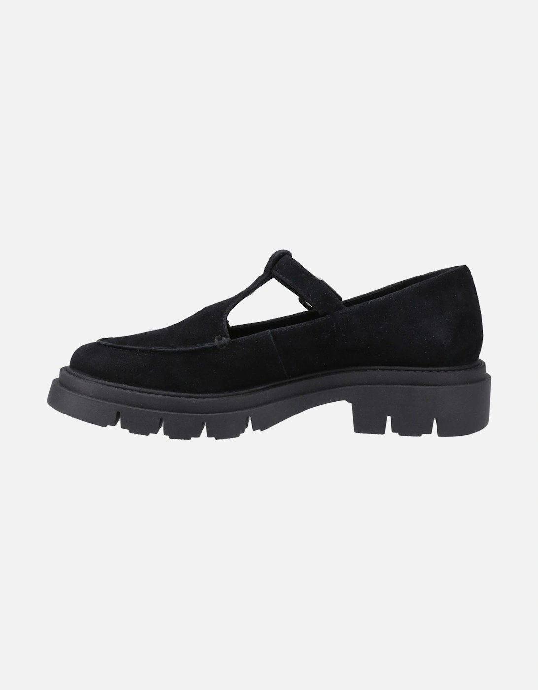 Nella T-Bar Suede Women's Black Shoes